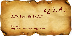 Ádler Anikó névjegykártya